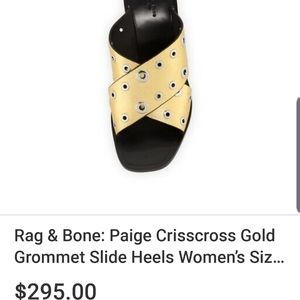 Rag & Bone Paige Crisscross Gold Grommet Slide Hee